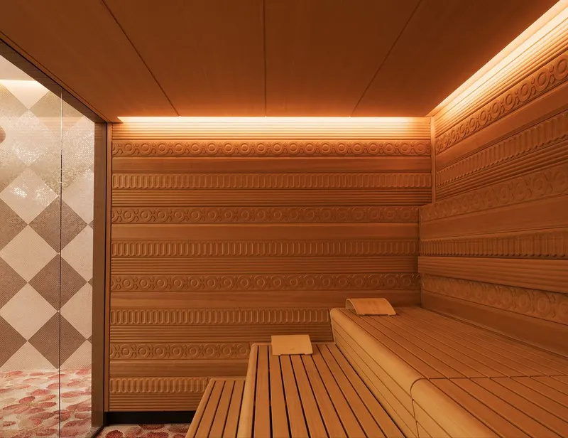 Sauna su raštuota siena, Mondrian Doha
